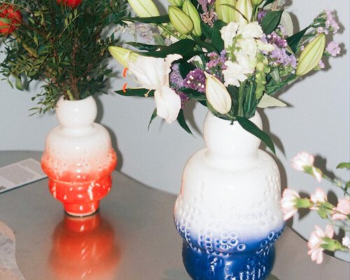 generative code patterns trace across MM collective’s ceramic flower vases